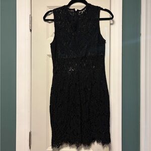 superdown Black Sleeveless Lace Mini Dress